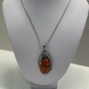 Vintage Amber stone with sterling silver